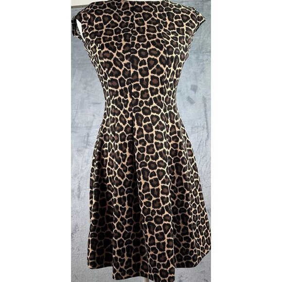 MICHAEL KORS Fit Flair Dress Women’s Sz 0 Cheetah Leopard Animal Print Jacquard - Picture 1 of 16